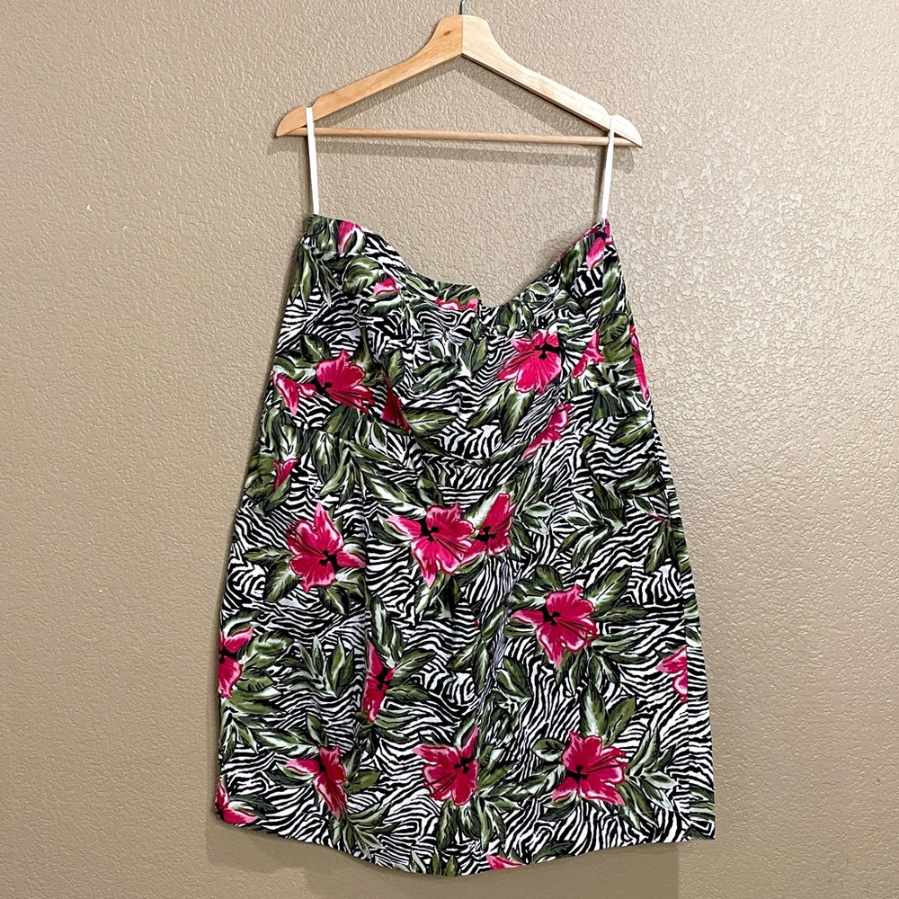 Floral Zebra Print Strapless Dress